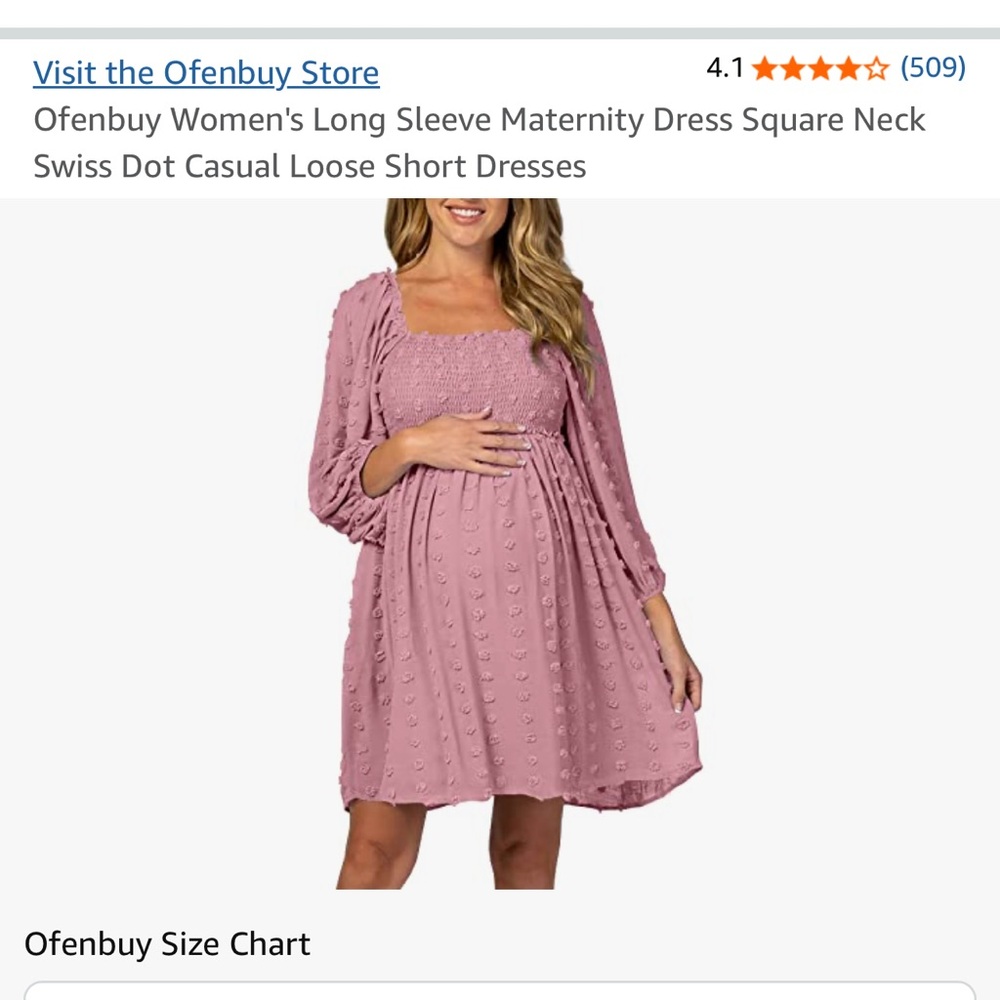 NWTO Women's Pink Maternity Dress